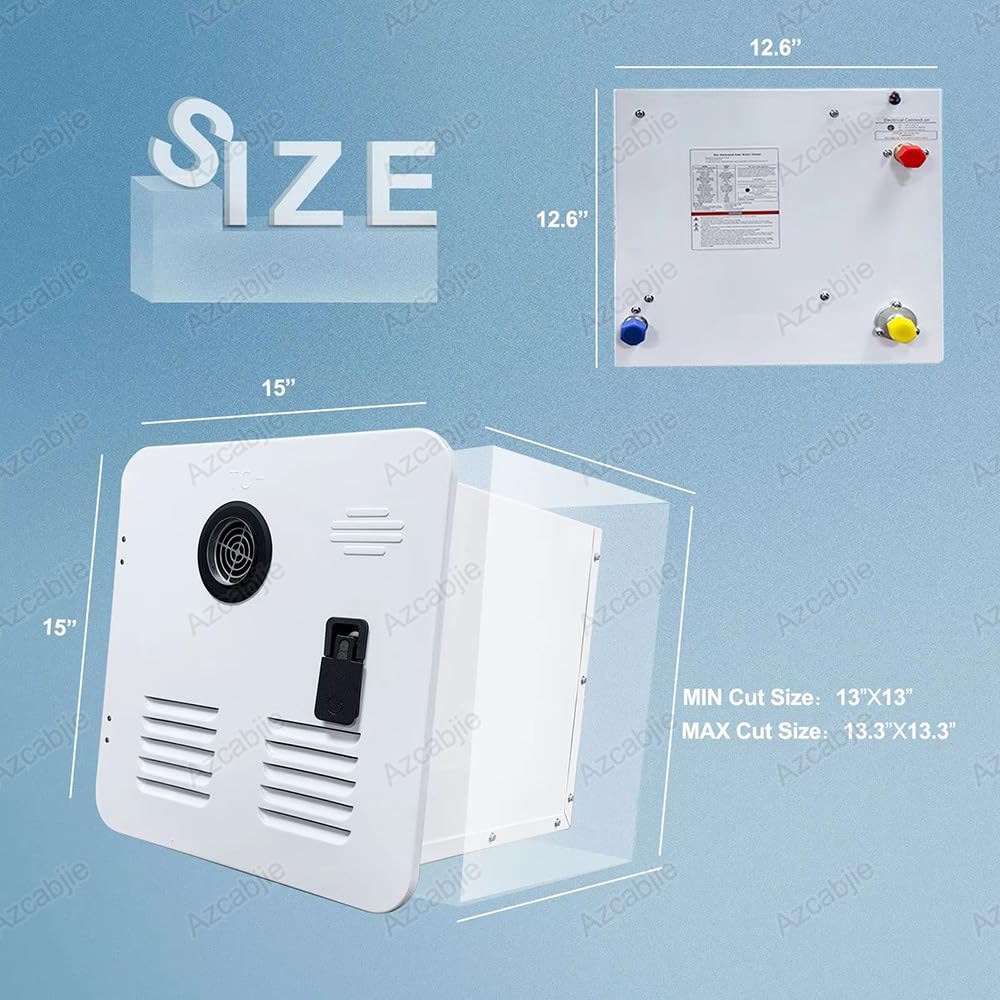 Calentador De Agua Instantáneo a Gas Propano para Vehículos Recreativos, 55 000 Btu, 15 X 15 Pulgadas, Puerta Y Control Remoto, CC 12 V Máx., 3,9 Gpm, Protección Múltiple Mixizap