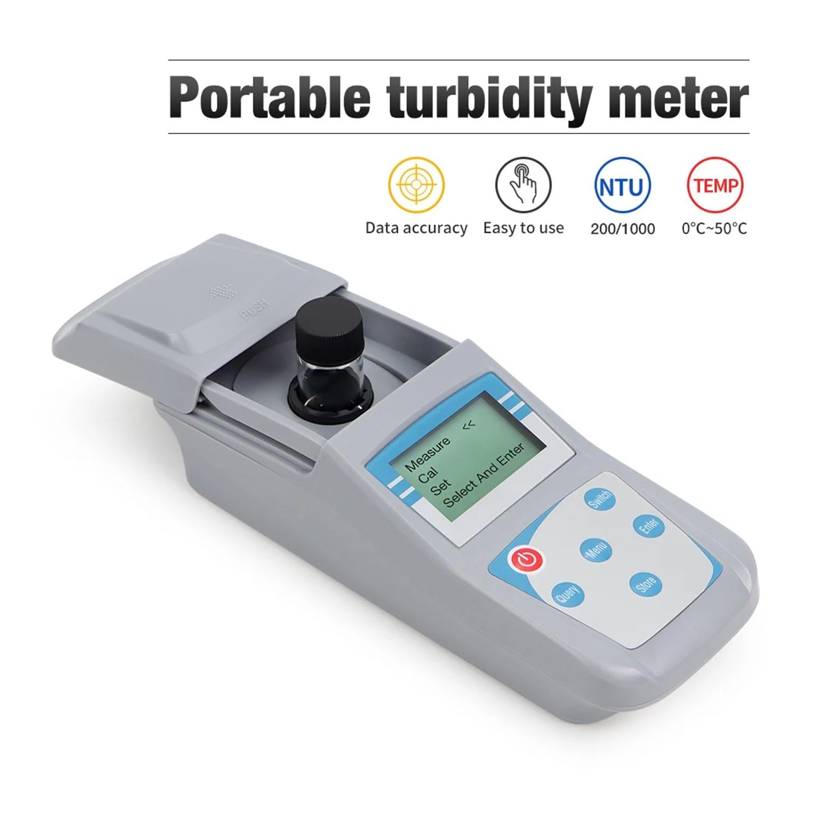 Turbidímetro portátil de mano 0~200/1000 NTU, probador de turbidez de luz dispersa Digital de laboratorio, calidad del agua Alta sensibilidad | ZD-10A (0-1000NTU)