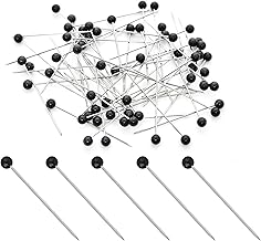 100 Pieces Dressmaker Pins with Glass Head Round Head Sewing Pins for Dressmakers Jewellery Decoration Crafts (Black)