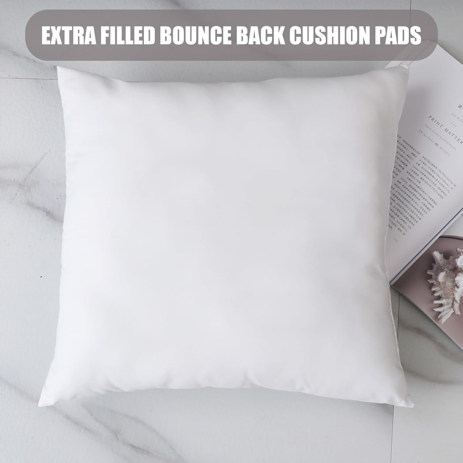 LSC 2 Pack Luxury 18” x 18” 45cm x 45cm Cushion Inserts Hollow Fibre Cushion Pads Bounce Back Square Cushion Inner for Sofa Bed Couch Scatter Cushions (PACK OF 2, 18"X18" (45cm... - Image 6