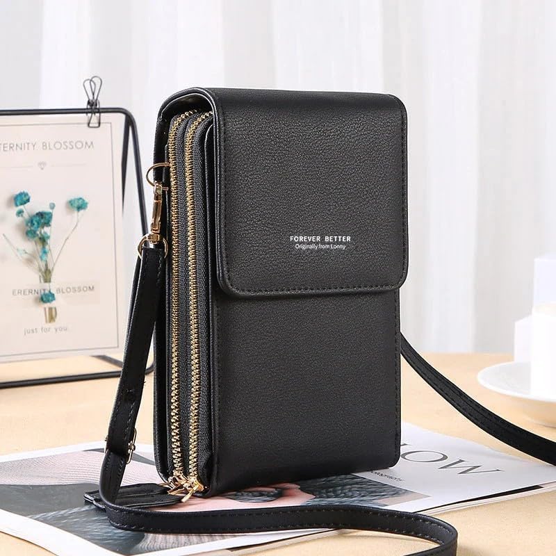 Anti-Theft Leather Bag RFID Block Phone Purse Crossbody for Women Touchscreen Mini Phone Purse Crossbody Bag