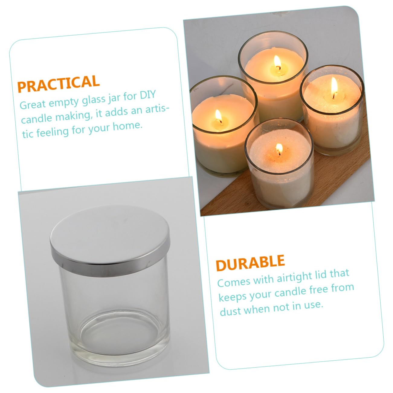 HOMSFOU 2pezzi Barattoli Per Candele in Vetro Vuoti Recipienti Per Candele Fai Da Te Barattoli Ermetico Contenitori Per Aromatiche Design Semplice Ed Elegante