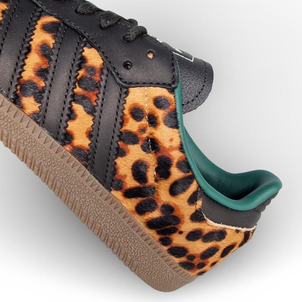 adidas Samba OG Womens Sneaker (Green Leopard Print Dark Gum, 8) - Image 3