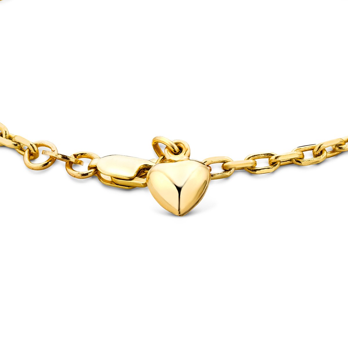 OROVI Armband Damen -9 Karat 375 Gelbgold– Herz Armband Gold, Goldkette 19 cm mit Charms Anhänger Herz, Hypoallergene Armkette, Schmuck Damen, Gold Schmuck gefertigt in Italien, inkl. edler Schmuckbox