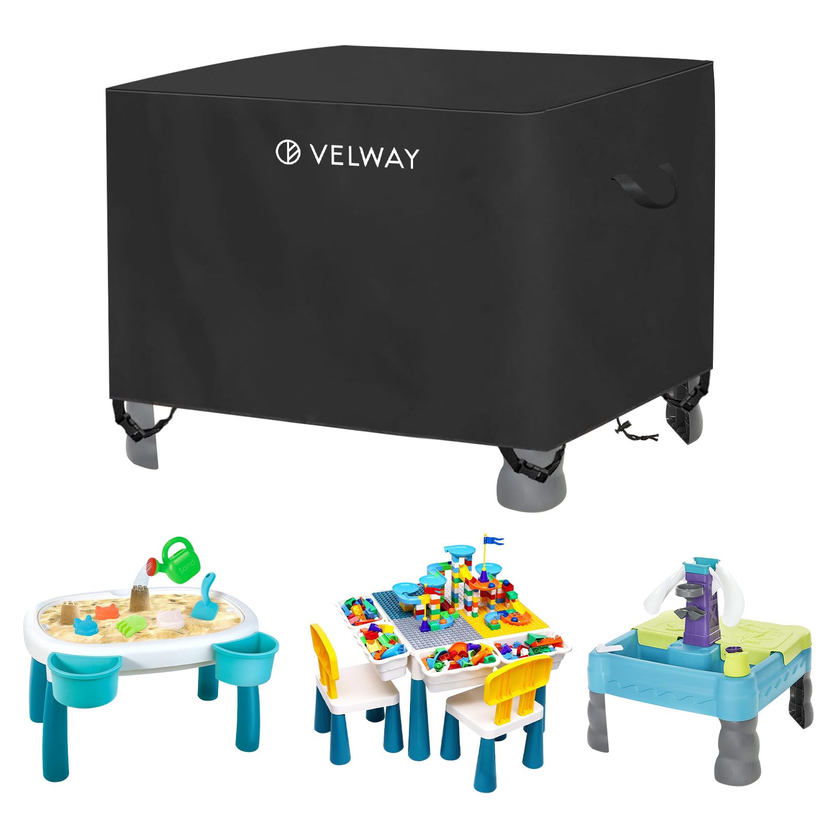 Velway Kids Water Table Cover Fit - 420D Waterproof Sand Water Table Cover Dustproof Anti-UV Outdoor Toys Cover 25.6"Lx25.6"Wx23.6"H