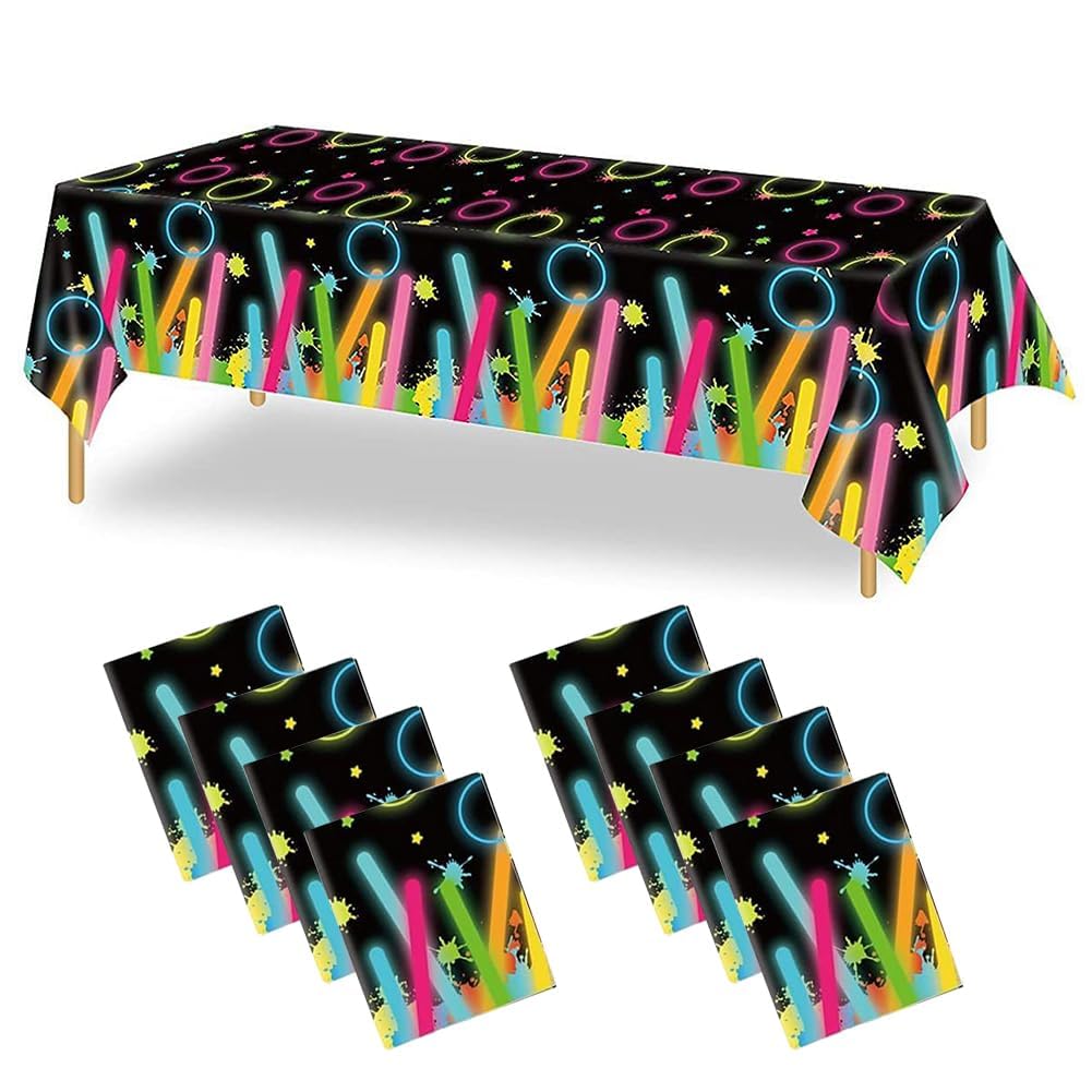 Hegbolke Tovaglie per Feste per Videogiochi Set di 4, Gioco Neon su Tovaglia, Decorazione da Tavolo Rettangolare, Decorazioni per Feste di Compleanno per Bambini, Ragazzi e Ragazze, 86 x 51, Gioco