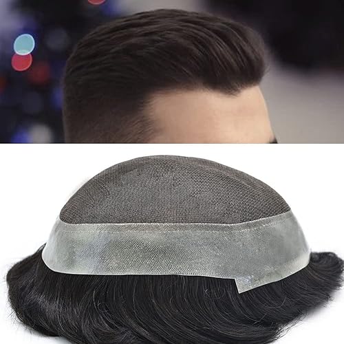 Mens Toupee Hair Pieces Real Human Hair Soft Swiss Lace Front Toupee For Men Wave Hair Units Natural Hairline Invisible Mens Hairpiece Replacement