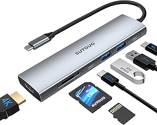 Docking Station, 7 in 1 USB C Hub with HDMI 4K@30hz Output100W Type C Charging Port, SD/TF Card Slot, 2 USB-A3.0 Port, USB-C 3.0 Multiport Type C Adapter for MacBook Pro Air XPS Surface Pro