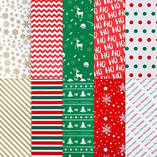 SANNIX 100 Sheets Christmas Tissue Paper Xmas Bulk Gift Wrapping Paper Bag for Christmas Gift Wrapping Boxes DIY Crafts Birthday Holiday Decoration 19.7 ×13.8 Inch (10 Patterns)