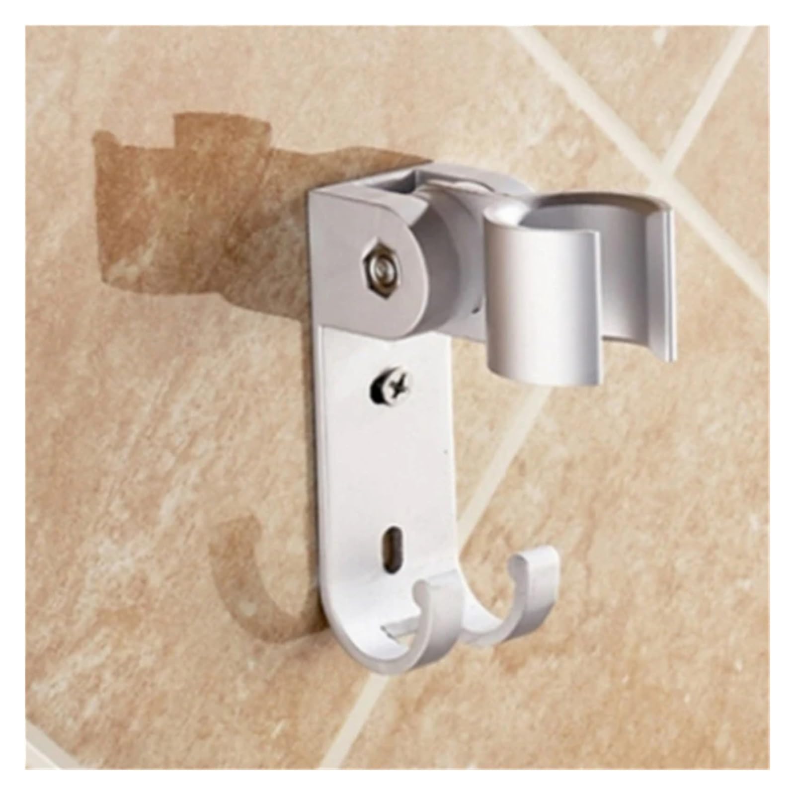 Soporte de ducha de mano con ventosa ajustable, soporte de riel de ducha chapado completo, accesorios de baño elegantes para una fácil instalación (plateado)