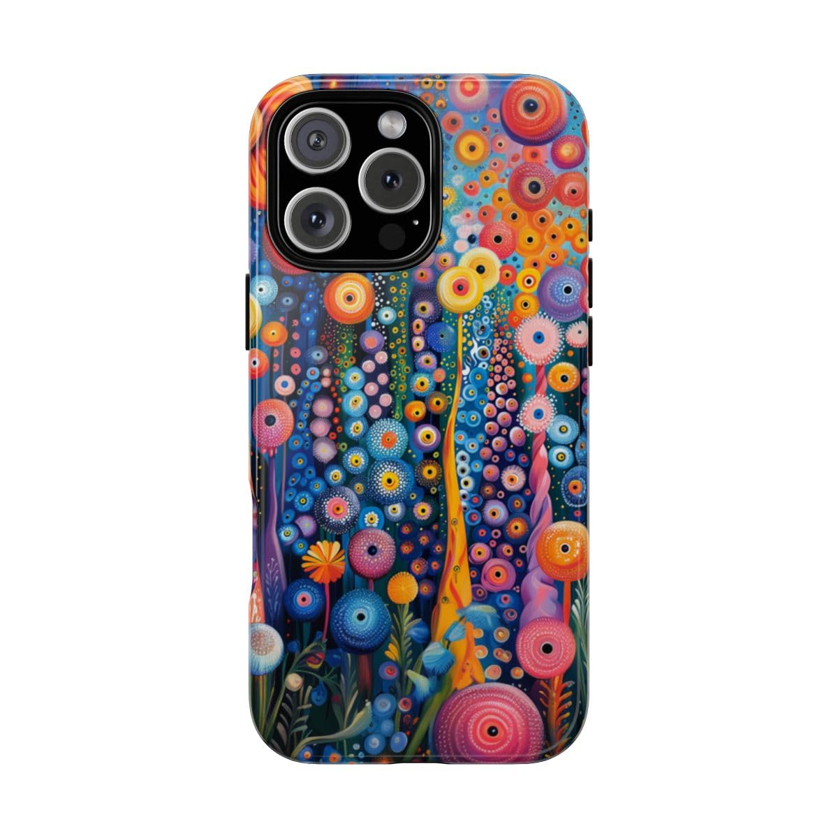 Coque rigide brillante iPhone 16 Pro Max motif floral abstrait - 5