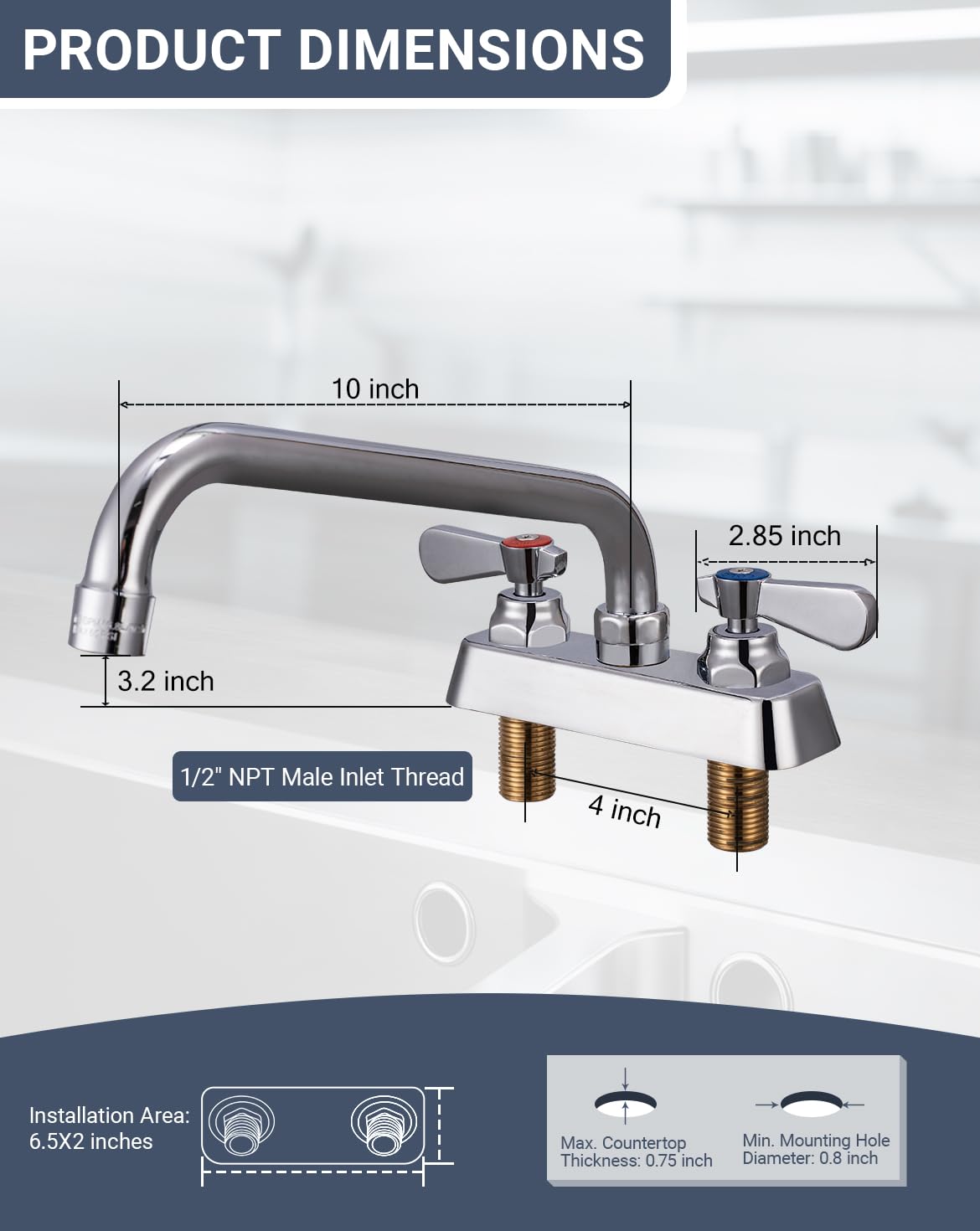 4" Laundry Sink Faucet - Chrome Finish -3