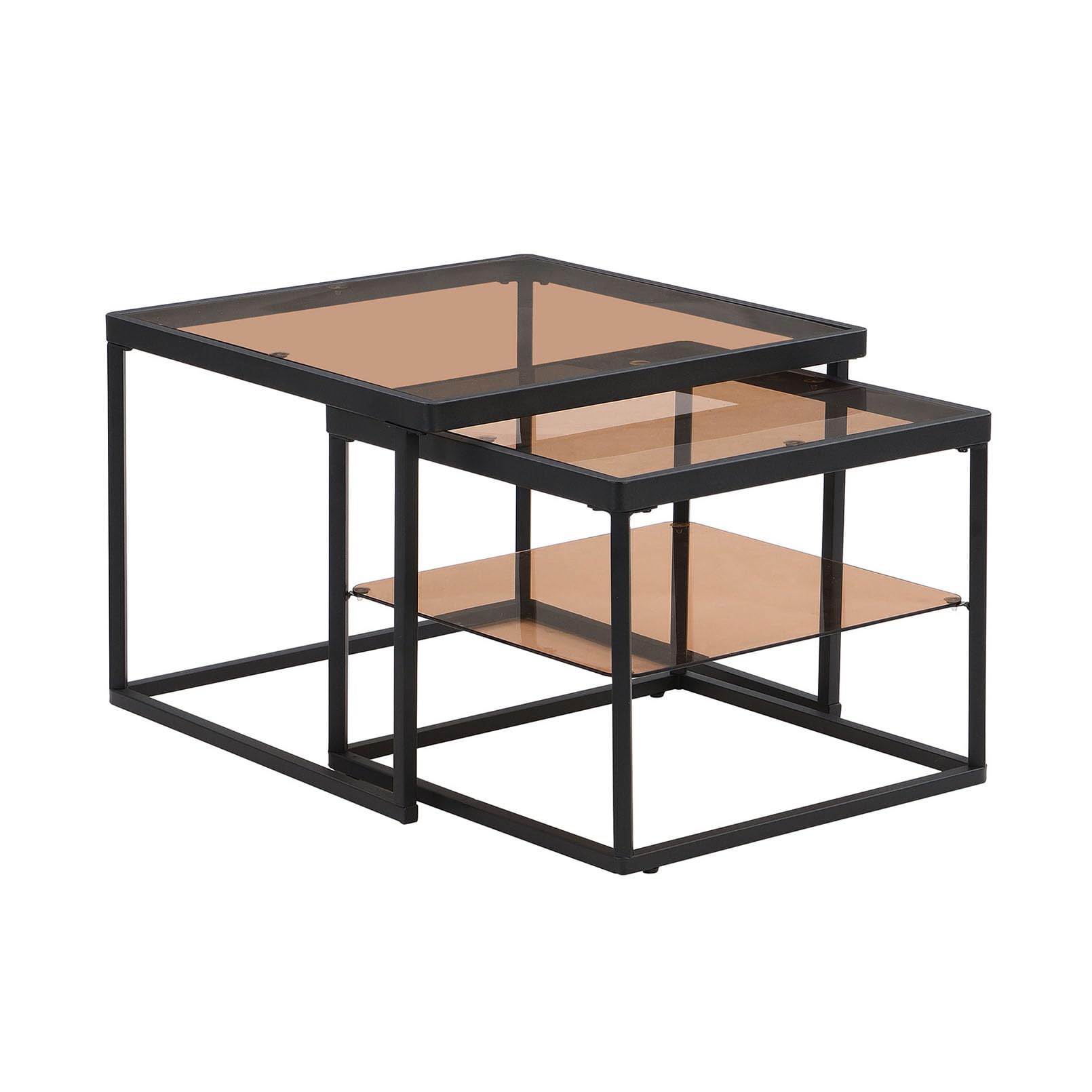 Petite table basse montage facile et verre trempé stable lot de 2