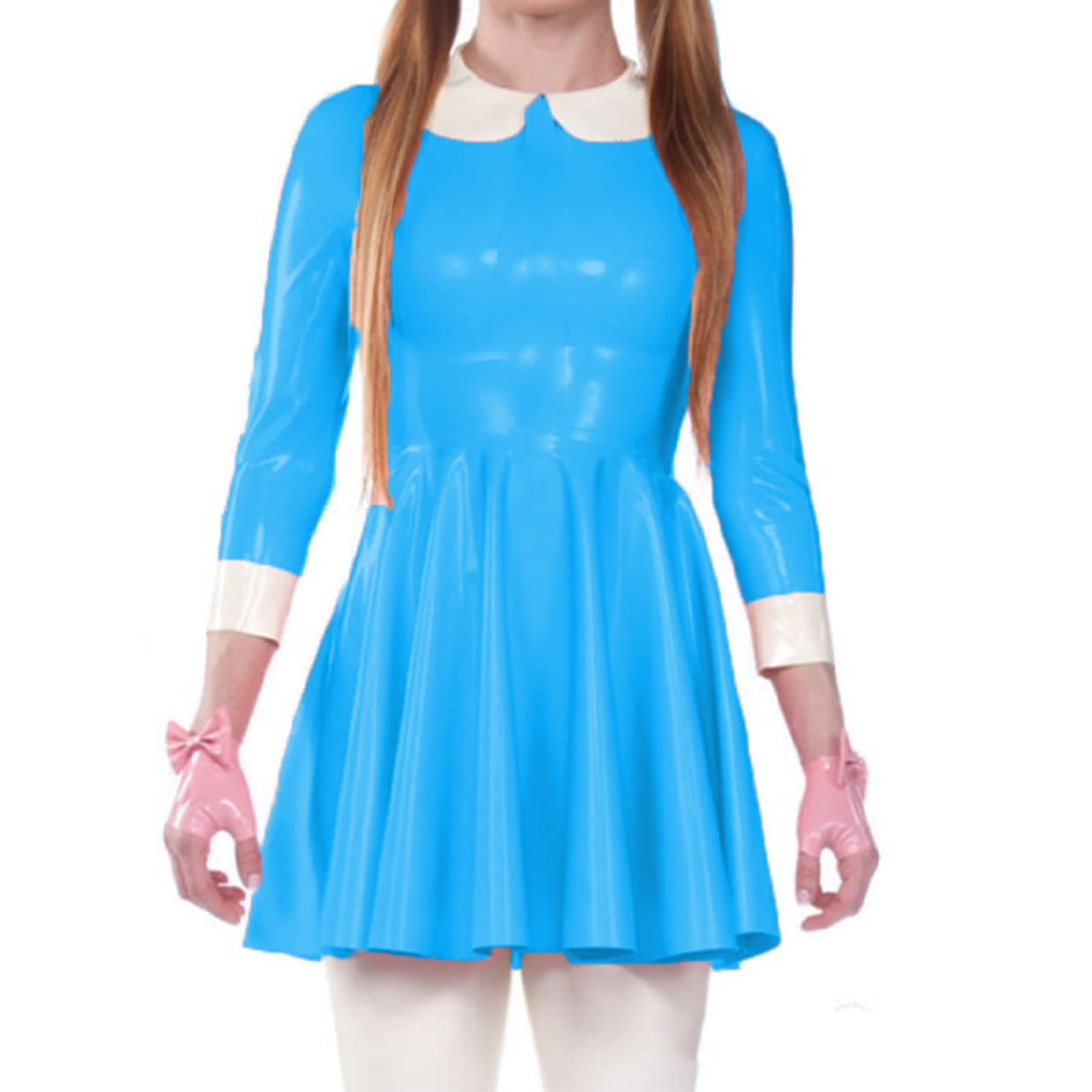 Col Rabattu Shiny PVC A-Line Dress Casual Trois Quarts Mini Dress Sexy  Fashion Leather Dress,lac Bleu,3XL : Amazon.fr: Hygine et Sant