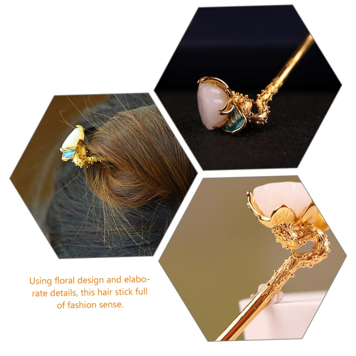 FRCOLOR 5st Haarnadel Chinesischer Haarschmuck Haarknoten-stick Chinesisches Haar Klebt Mit Essstäbchen Mit Blumenhaar Haarspangen Für Damen Haarstock Fräulein Cloisonne Metall Haarklammer