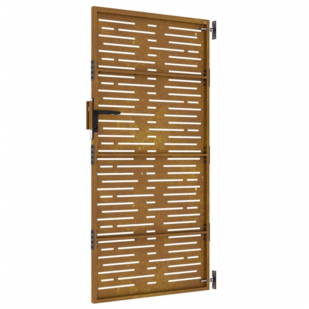 Festnight Puerta de Jardín Exterior 85 x 175 cm, Puerta de Jardín de Acero Corten, Puerta Exterior, diseño Cuadrado