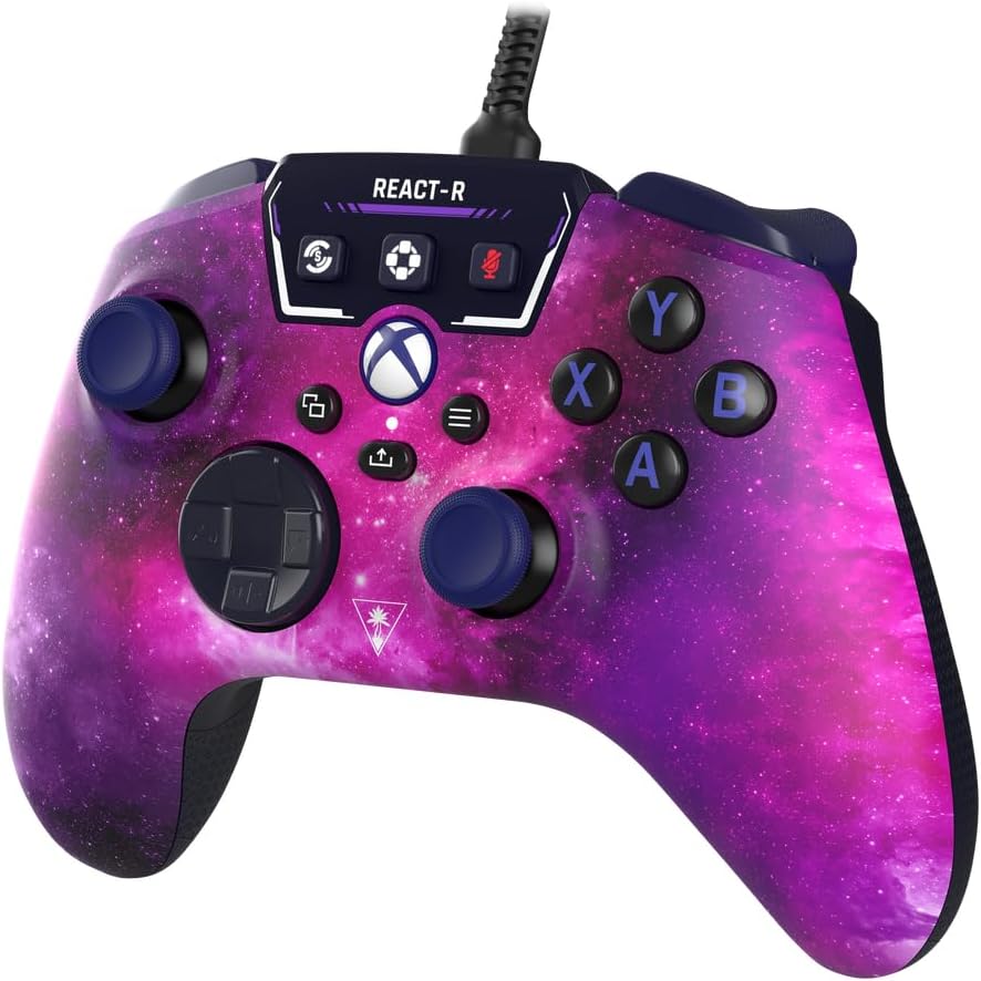 Turtle Beach REACT-R Wired Game Controller โ Officially Licensed for Xbox Series X & S, Xbox One, and Windows 10|11 PCโs โ Nebula