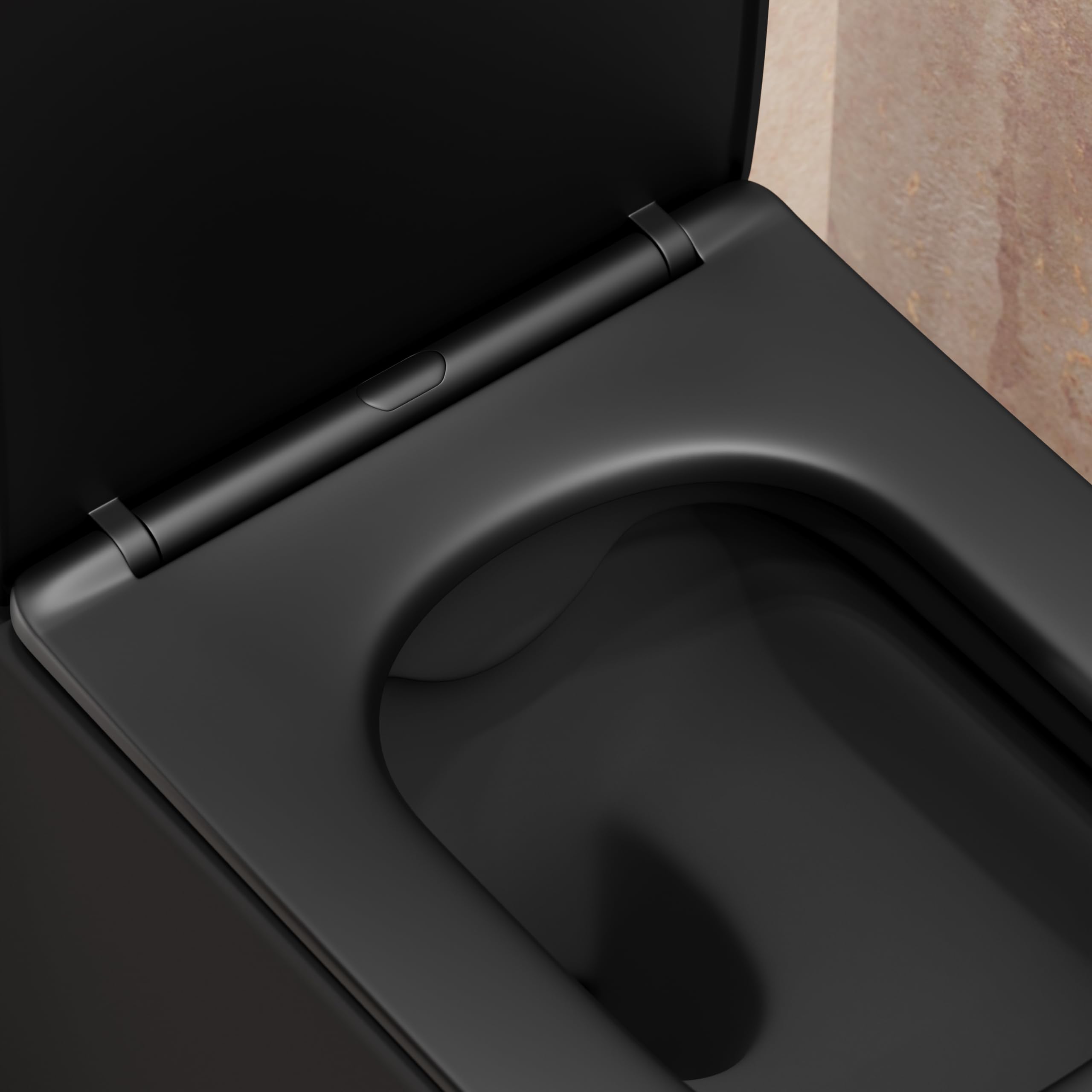 Sanitaires en céramique filomure noir mat cuve sans bordure bidet siège soft-close fermeture lente modèle Londra
