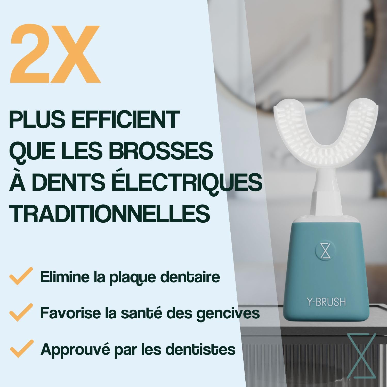Y-Brush Essential - Brosse à Dents Électrique Sonique - Automatique - 3 Mois d'Autonomie - 2 Modes de vibration - Cliniquement prouvé par des dentistes