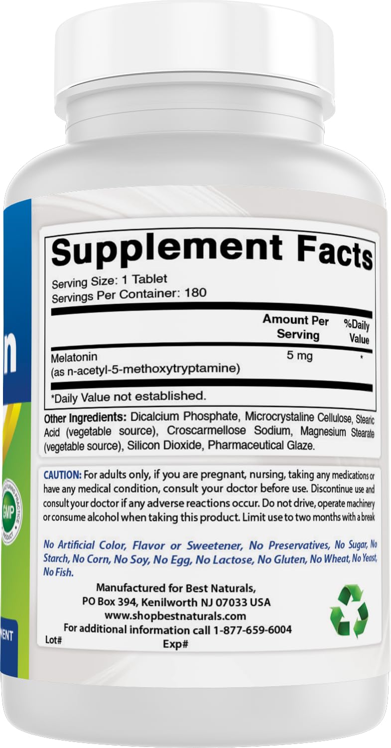 Best Naturals Melatonin 5 mg 180 Tablets — Amazon image 6
