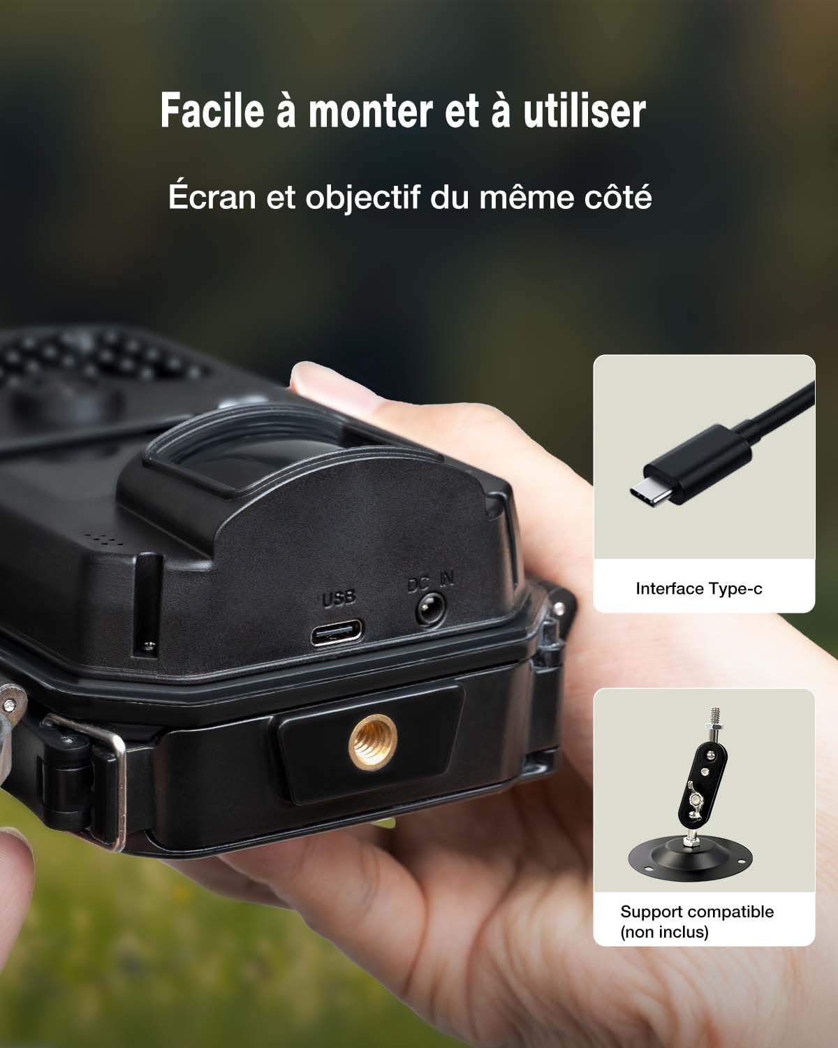 WOLFANG Caméra de Chasse,48MP 4K HD Caméra Chasse avec 940nm No Glow Vision Nocturne,IP66 Etanche pour l'observation des Animaux