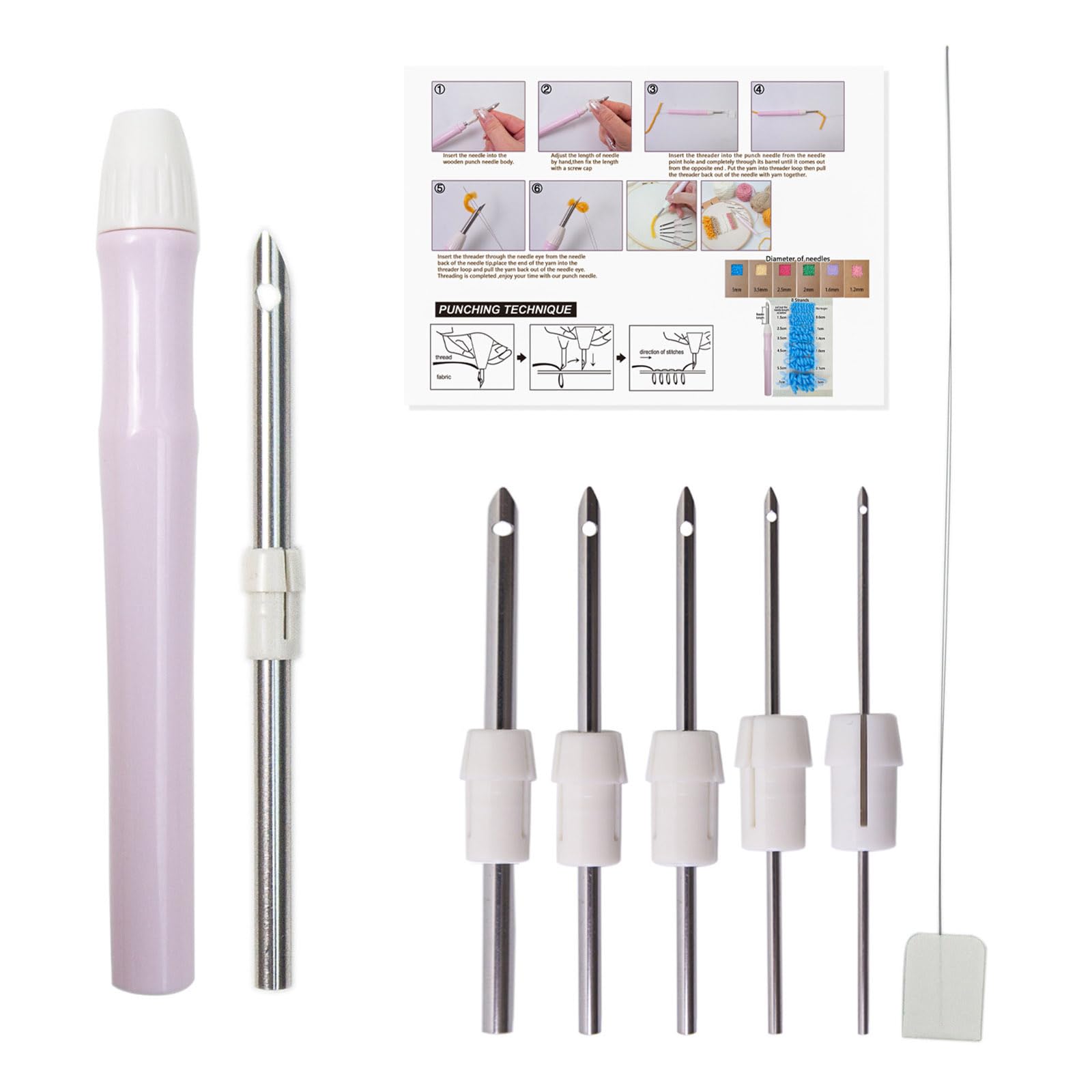 6 Head Punches Needle Featuring Ergonomic ABS Handle and Stainless Steel Needle for Embroidery Crafting Projects Craft Sewing Accessory