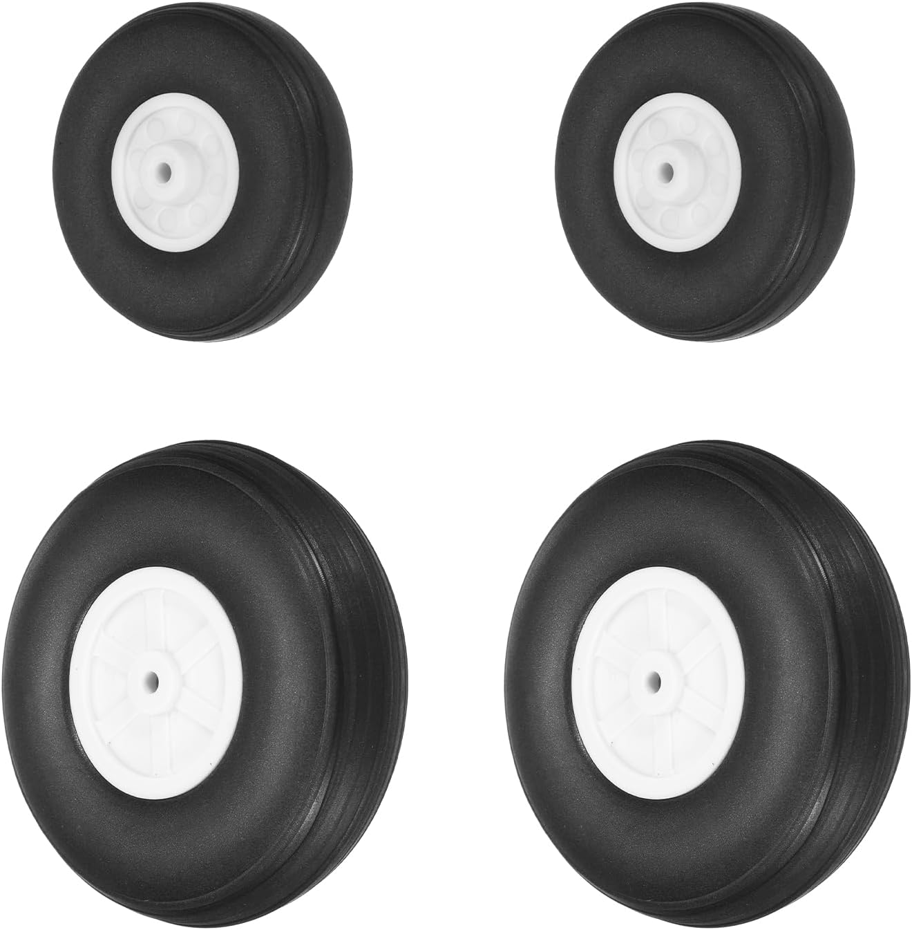 MECCANIXITY RC Airplane Wheels Set, 1.5"/3" Dia RC Airplane Aircraft Rubber Foam Wheel Replacement for DIY Model Plane Aircraft Helicopter Pack of 4