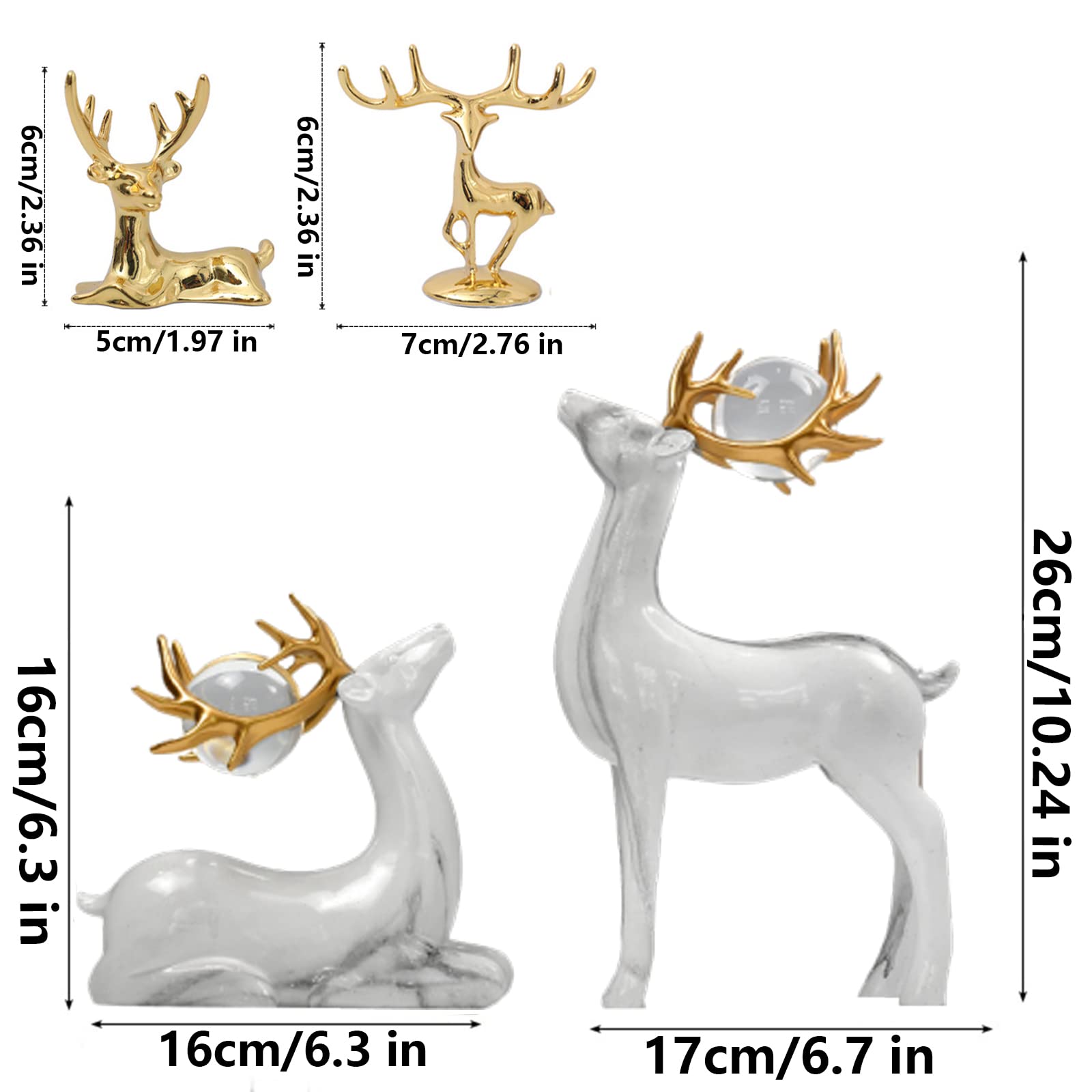 Amazon.co.jp: BZHIB トナカイ クリスマス像 デコレーション 2個セット