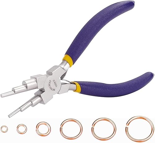 Alicates de fabricación de joyas 6 en 1, alicates de alambre de 6 pasos, alicates para hacer alicates con mango antideslizante para hacer joyas,