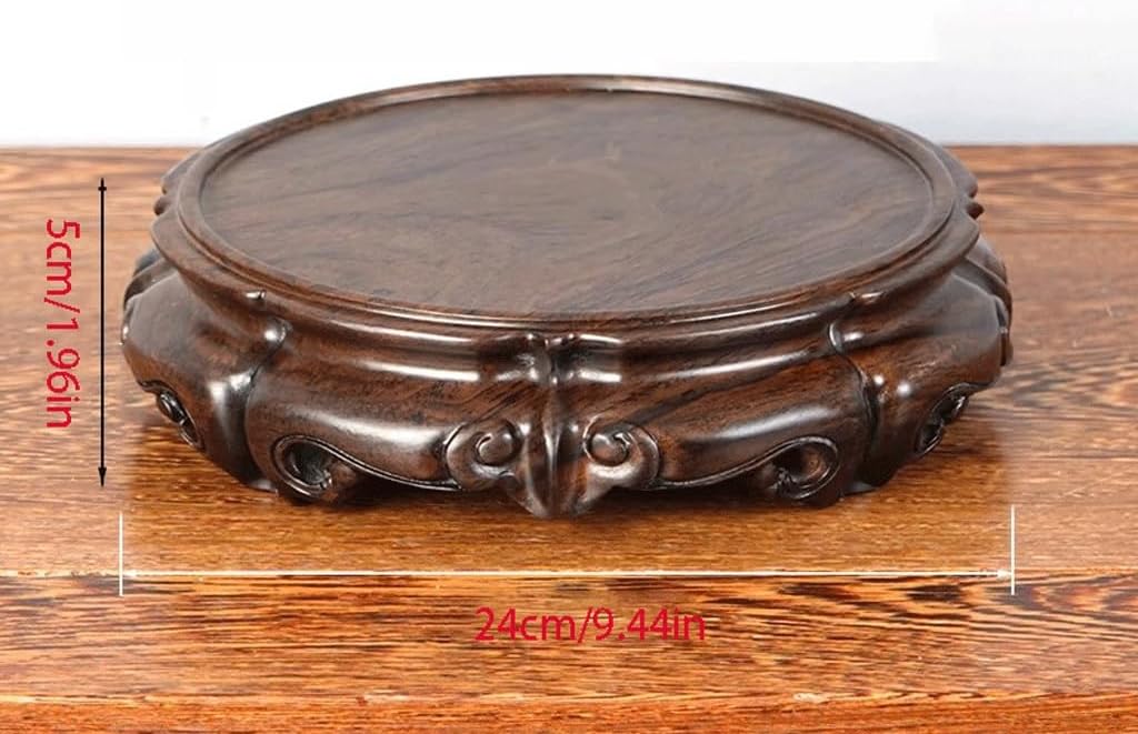 Bonsai Pedestal Vase Pedestal Stands Solid Wood Round Base Ebony Vase Flower Pot Ornaments Teapot Incense Burner Buddha Statue Base Wooden Support Pad Planter Stand Plant Holder