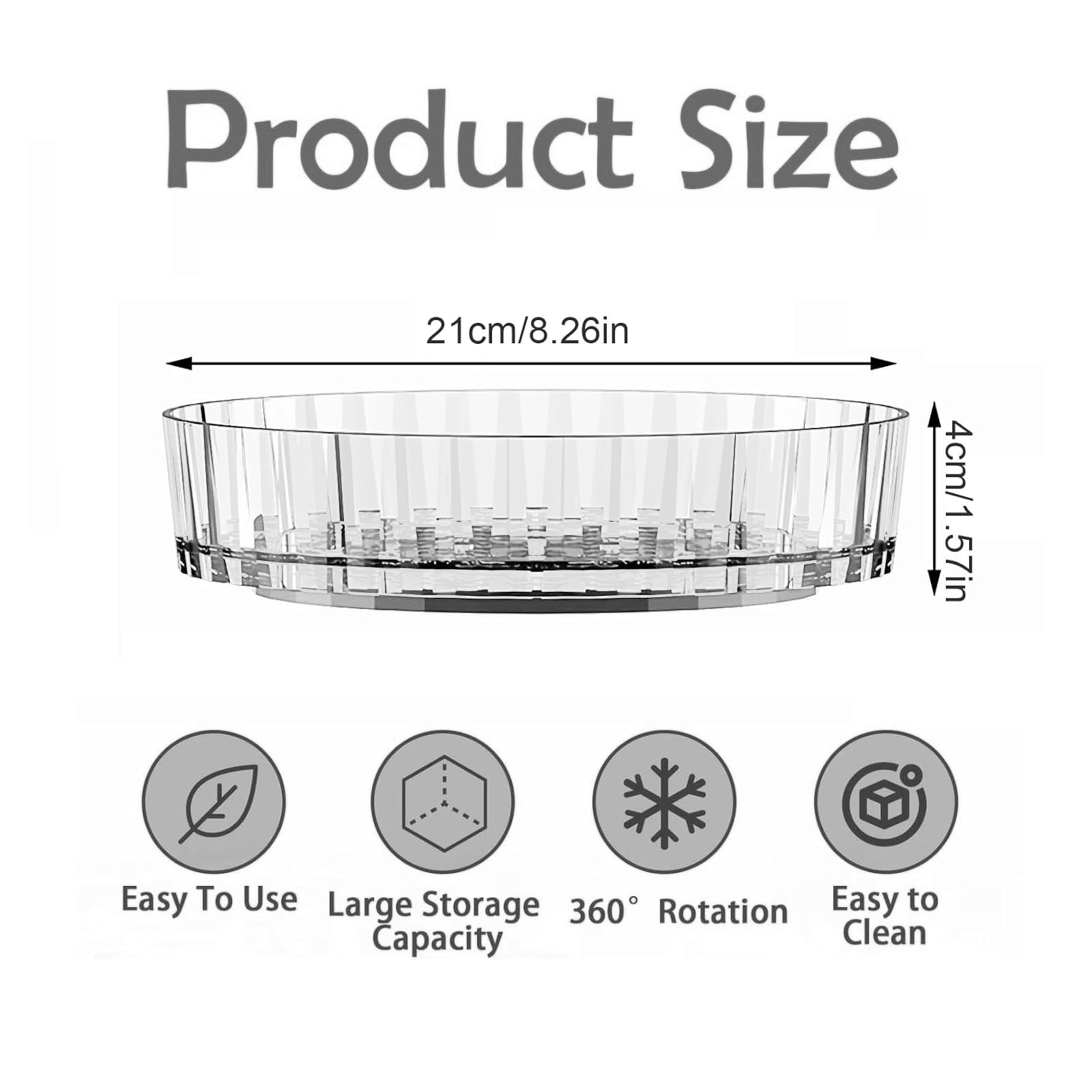 Organizzatore piatto girevole da cucina, girevole a 360°, piatto girevole per frigorifero, piatto girevole per cucina, frigoriferi, armadi, dispensa, vassoio girevole antiscivolo, 30 cm (grigio