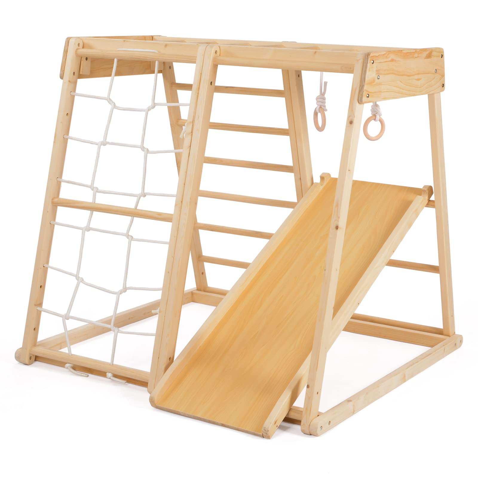 Indoor Playground Toddler Wood Toys Playset 7in1 with Jungle Gym