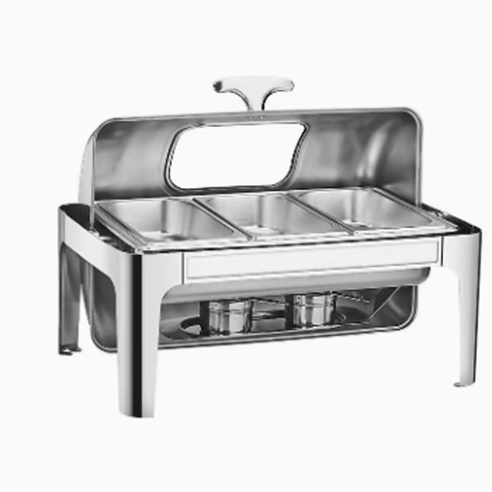 Paquete de Platos de 9 L para bufé, Catering, Calentador de Alimentos | sartén fría y caliente con soporte para tapa, juego de platos de cena de acero inoxidable grueso, servidor de buffet
