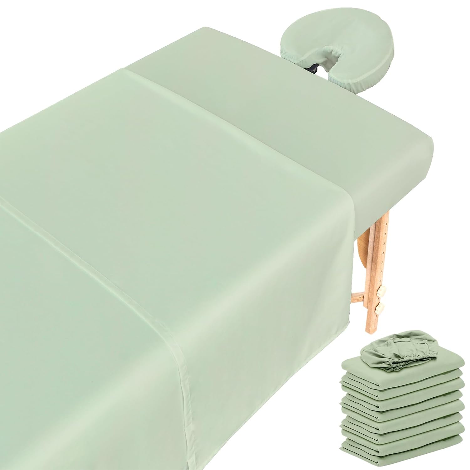 12 Pcs 4 Sets Premium Microfiber Mas for SAGE Table Sheet Set, Include Mas for SAGE Table Cover, Mas for SAGE Fitted Sheet, Mas for SAGE Rest for Beauty Salon Spa Hair Salon (for SAGE Green)