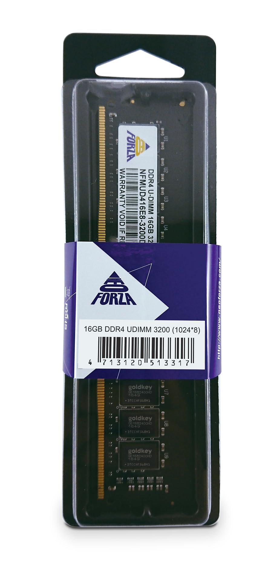 メモリー DDR4 16GB Neo Forza 16GB DDR4 3200MHz PC4-25600 CL22 U-DIMM 1.2V 288-Pin Non