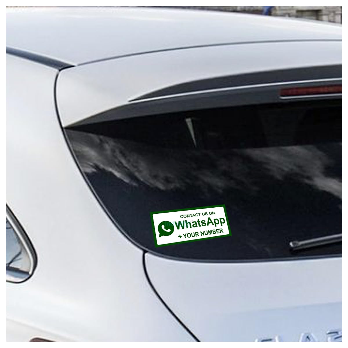 indnone® Customer Contact Us On Whatsapp Number Sticker for Car Vinyl Decal Sticker for Sides, Laptop,Car, Bike, Hoods Bumper Bonnet Water Resistant Vinyl Decal | L x H 13 cm x 6 cm