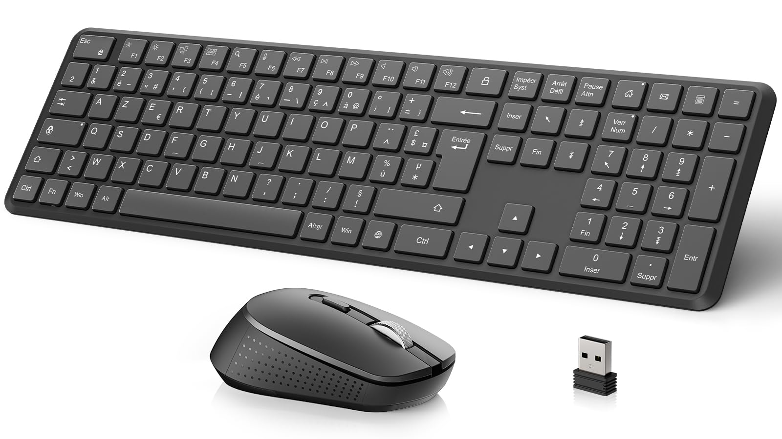 OMOTON Ensemble Clavier et Souris sans Fil AZERTY 2.4GHz pour Windows