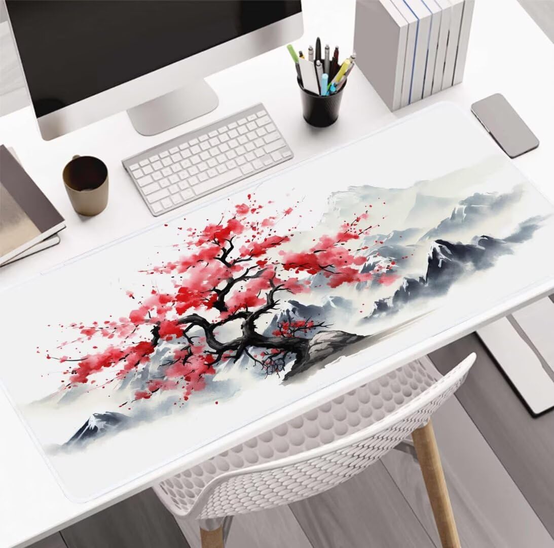 Górska podkładka pod mysz, 160 x 80 x 0,4 cm, duża gamingowa podkładka pod mysz, rozszerzona podkładka ochronna na biurko, matowa, antypoślizgowa, duża podkładka pod mysz, podkładka pod mysz,