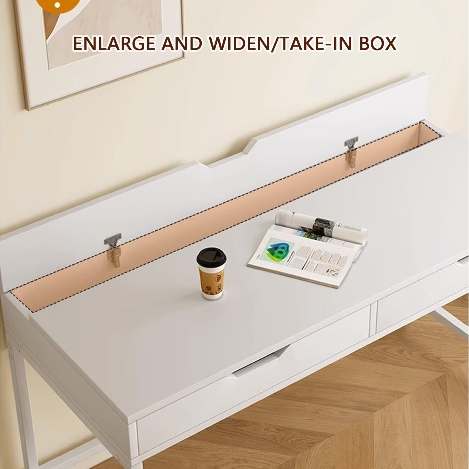 Amazon.co.jp: ダブル引き出し付き小さなデスクモダンなミニマリスト