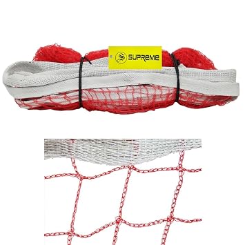 Supreme Badminton Net All Nylon Thick (Pack of 1) Badminton Net (Red)