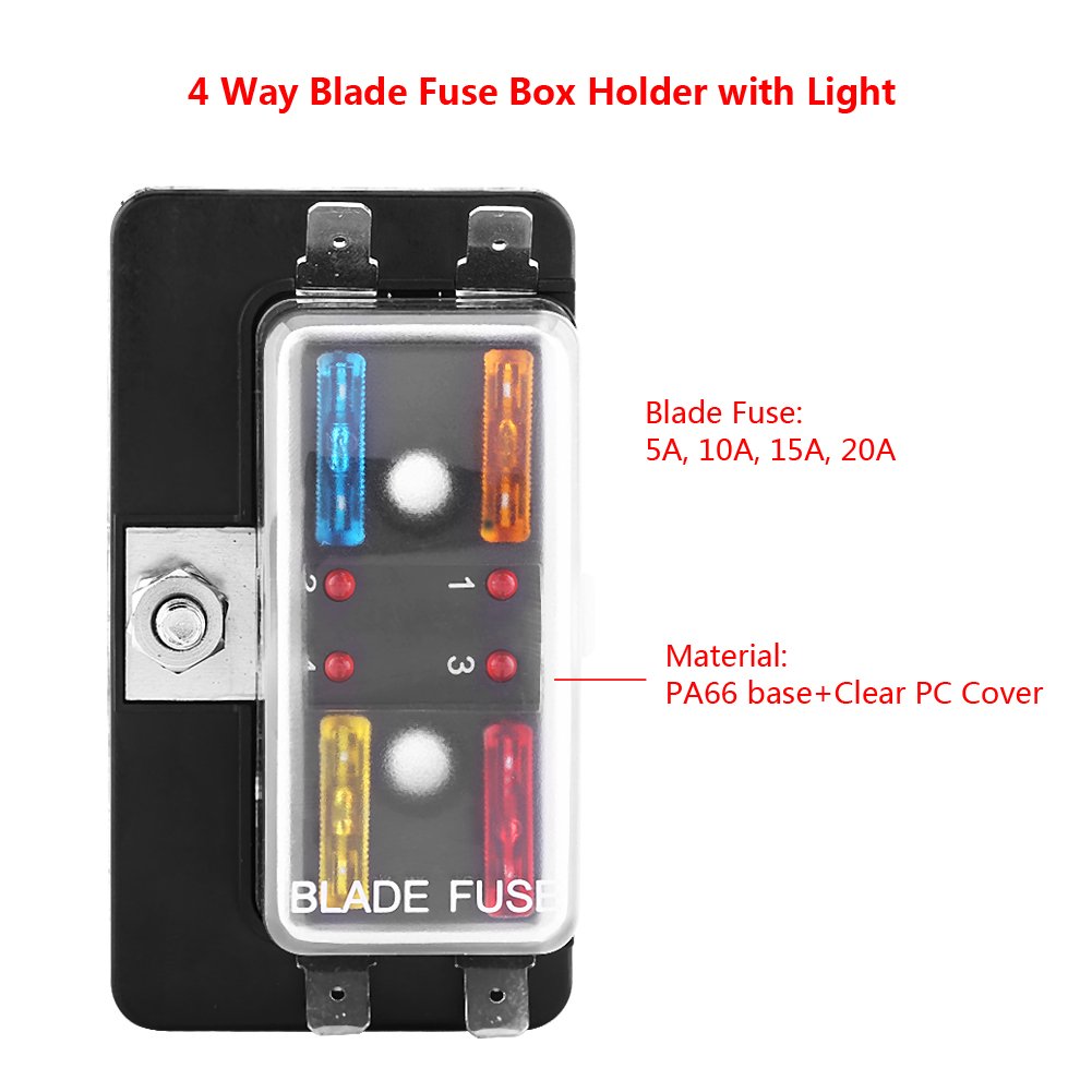 pour block Support de Porte-fusible DC 32V 4 Voies Avec Kit de Voyants LED pour Trike Marine Marine