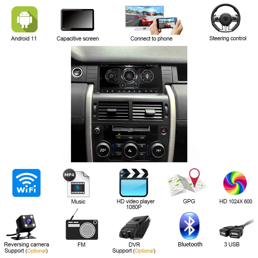 Android 15 Radio samochodowe do L-over i R-over Discovery Sport 2015-2019, nawigacja GPS 9 w ekranie dotykowym Odtwarzacz multimedialny MP5, WiFi 4G, DSP Carplay,8core 8+128