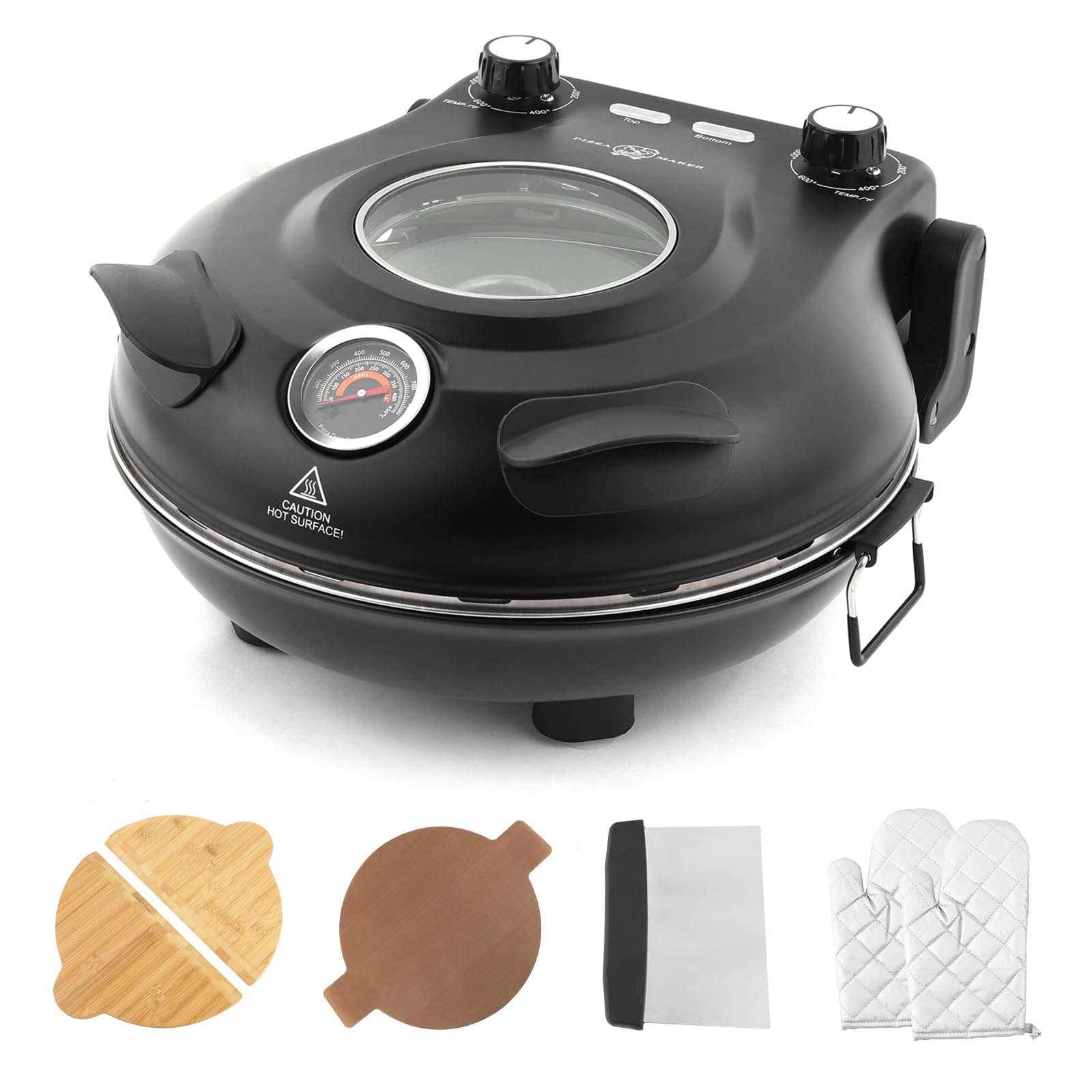 KLAIF 12" Electric Countertop Pizza Oven Indoor, LMC-Black