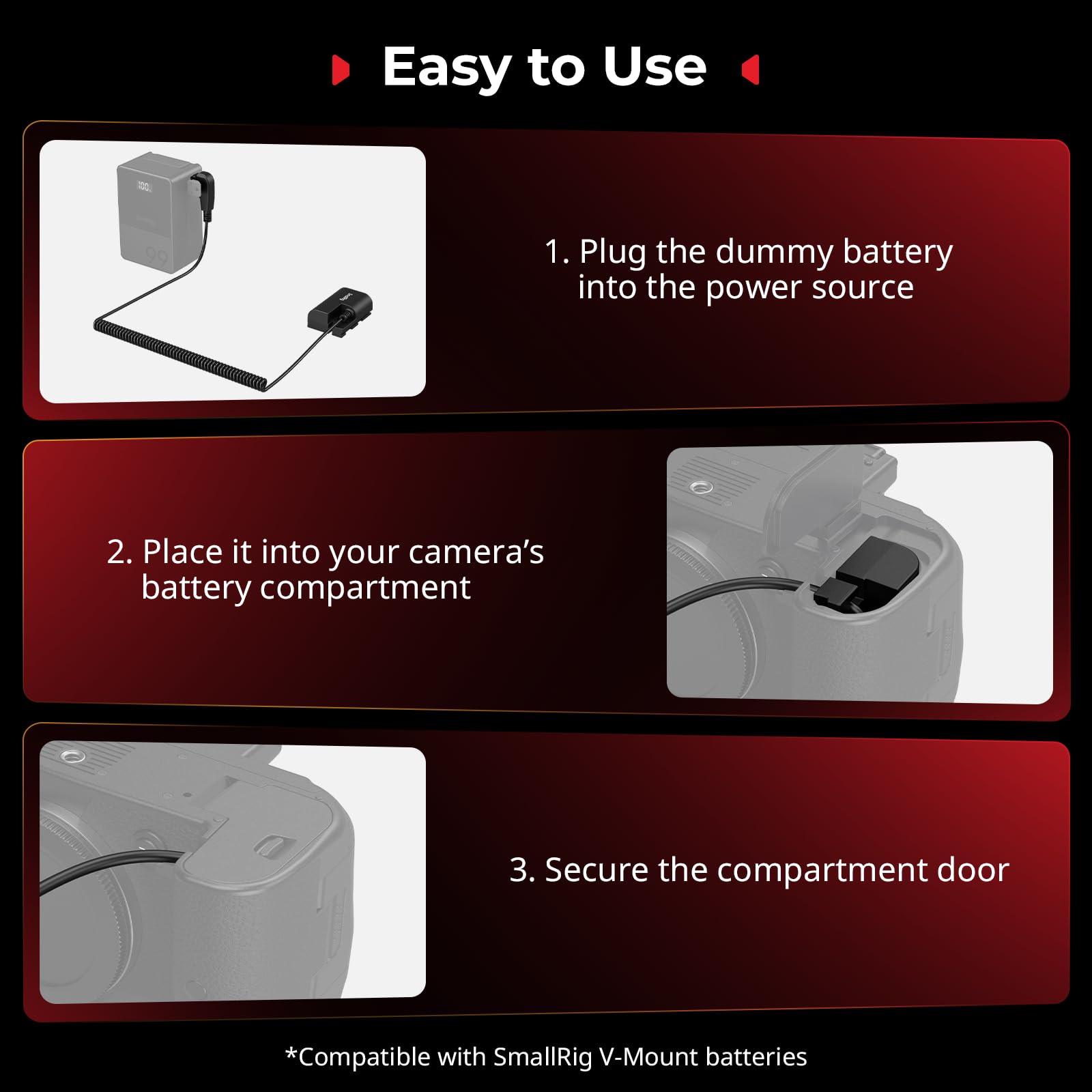 SMALLRIG Batterie Factice Pour Appareil Photo Canon LP-E6P, D-Tap Pour