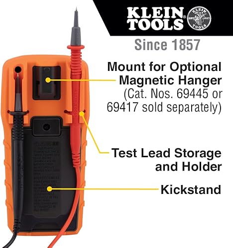 Miniatura 4 de Klein Tools Multímetro MM325, probador de voltaje CACC de rango manual digital de 600V, prueba baterías, corriente, resistencia, diodos y continuidad