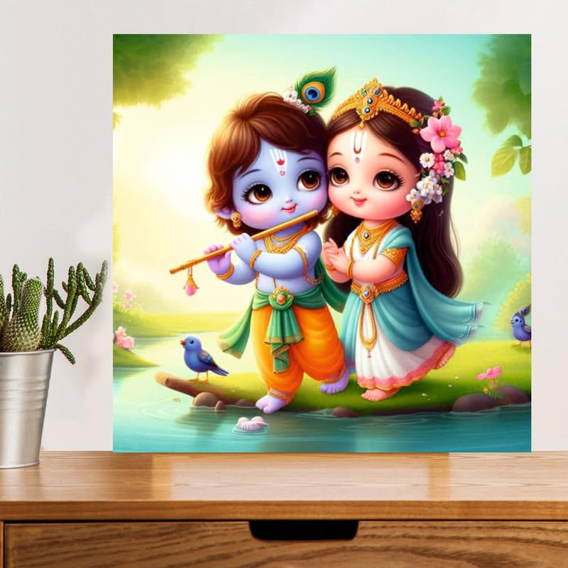 Image of British Terminal Cute little Bal Gopal Baby God Krishna| Kanha Ji | Laddu Lord Makhan Chor Painting Religious Poster for Pregnant Women for wall (matt thin vinyl,sticker,multicolor,unframed)| bj113