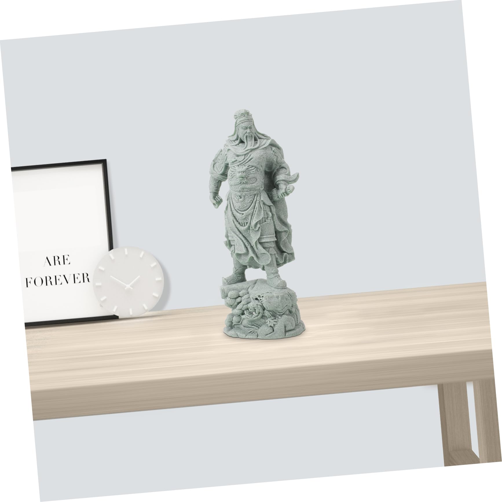 Statue Guan Yu Dieu De La Fortune - Décoration Bureau Chinoise, Ornement Artisanal Avec Socle, Porte-bonheur