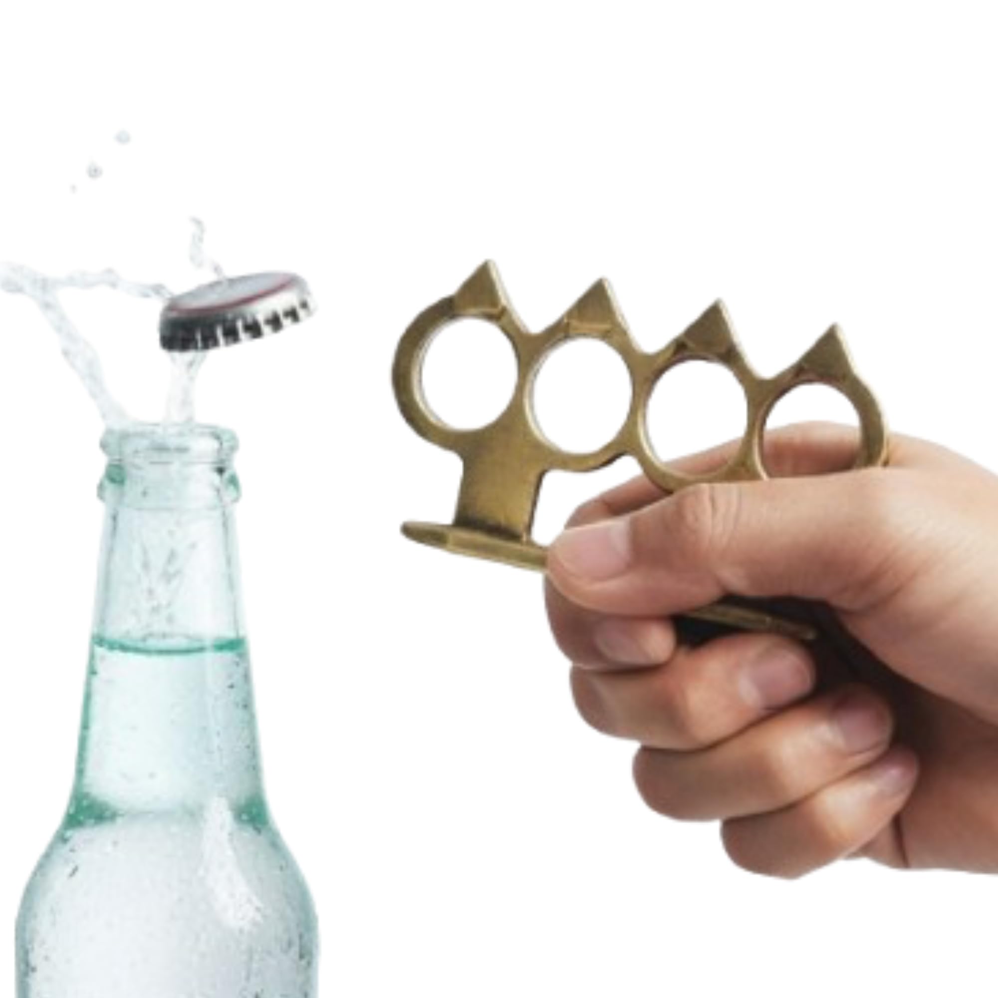 Premium Metal Knuckle Grip Bottle Opener | Heavy Duty Brass Finish Beer & Soft Drink Cap Opener | Strong Alloy Handheld Bar Tool | Durable Pocket Size Kitchen & Party Accessory