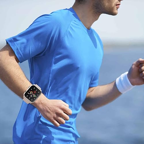 Miniatura 6 de Correa 3 en 1 para Apple Watch con funda, correas de silicona suave con cubierta dura de policarbonato protector de pantalla integrado de vidrio