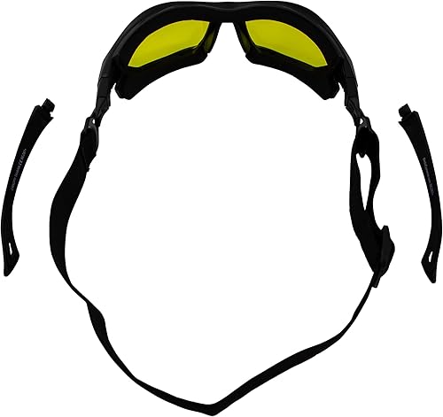 Miniatura 9 de Birdz Gafas de sol acolchadas para motocicleta, gafas de seguridad para conducción, ANSI Z87.1, convertibles a gafas, 2 pares, marco negro con